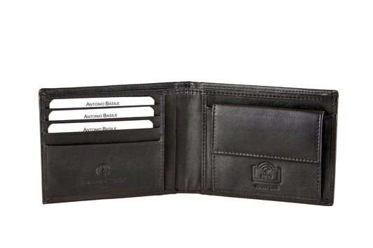 Portafoglio uomo con bordo cucito e logo in metallo Antonio Basile - Tilak80 8805